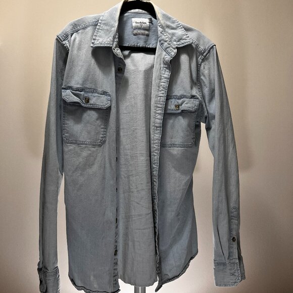 Goodfellow Men's Denim Shirt Light Wash CUSTOM TAILORED SLIM L Tall - Picture 1 of 4